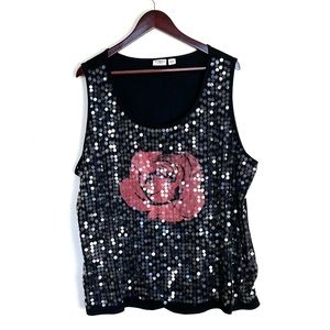 Cato Woman Sequin Tank Top Rose Blouse 26/28W